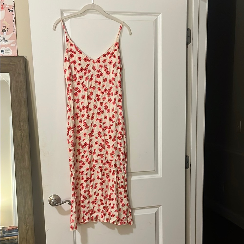 Reformation Floral Red and White Dress